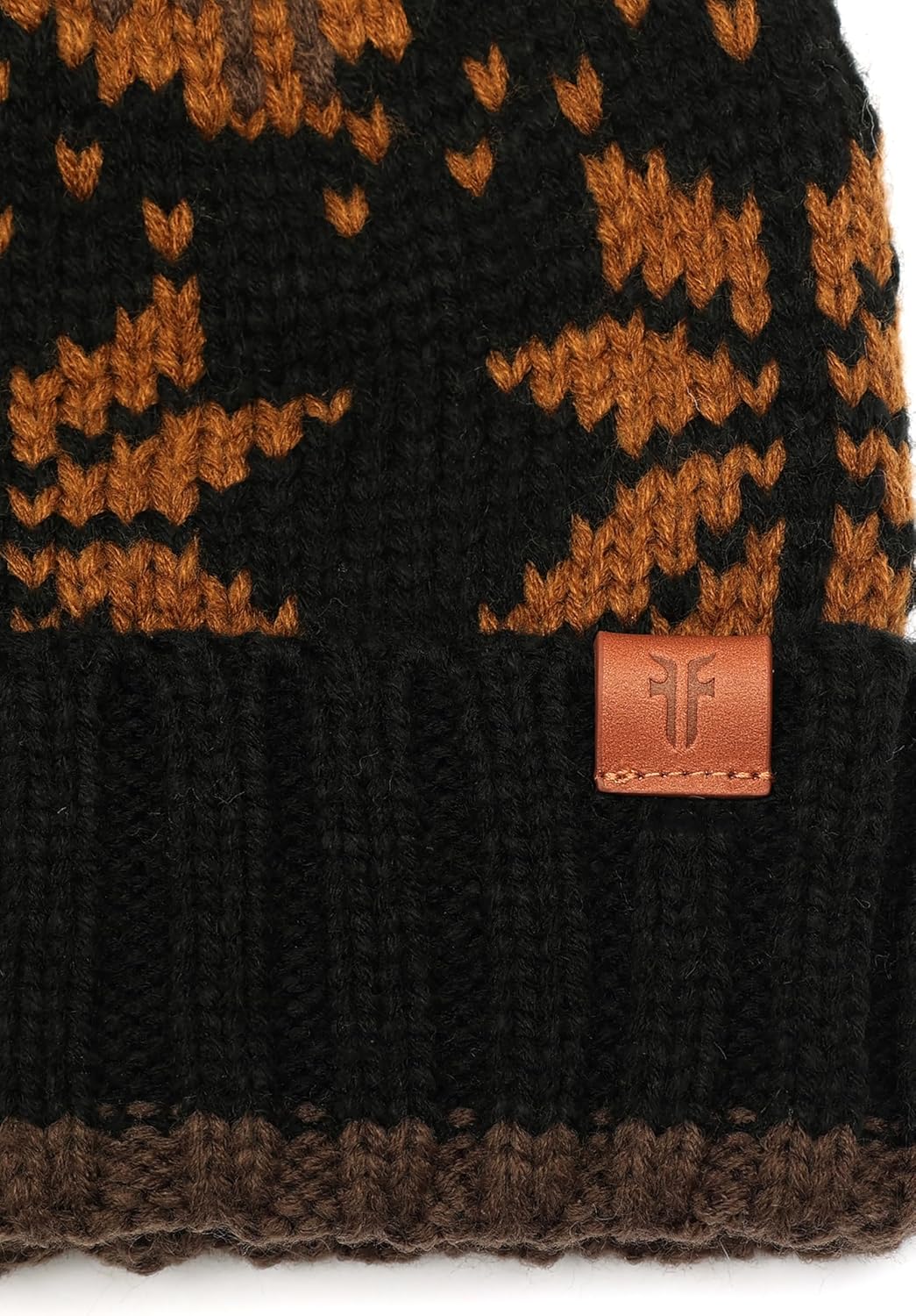Frye Womens Fair Isle Beanie W/Cuff & Faux Fur Pom - Image 4