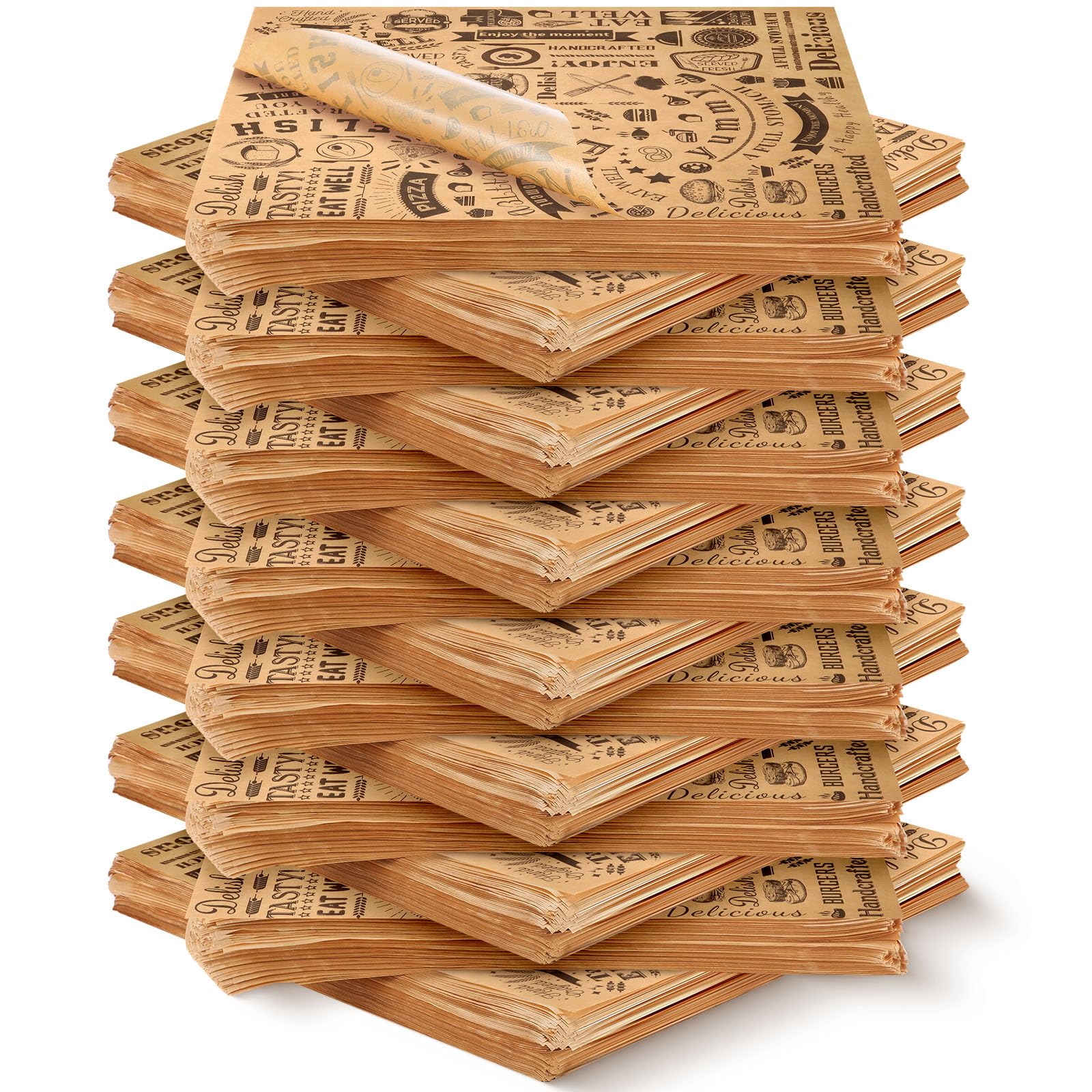 Papel encerado resistente a la grasa y agua, 1800 hojas de periódico cuadradas para hornear