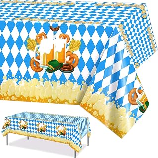 PHOGARY 3pcs Oktoberfest Tablecloth, Blue White Diamonds Tablecloths for Oktoberfest Decorations, Oktoberfests Bavarian Flag Check Tablecloths for German Octoberfest Bavarian Decorations, 54" x 108"