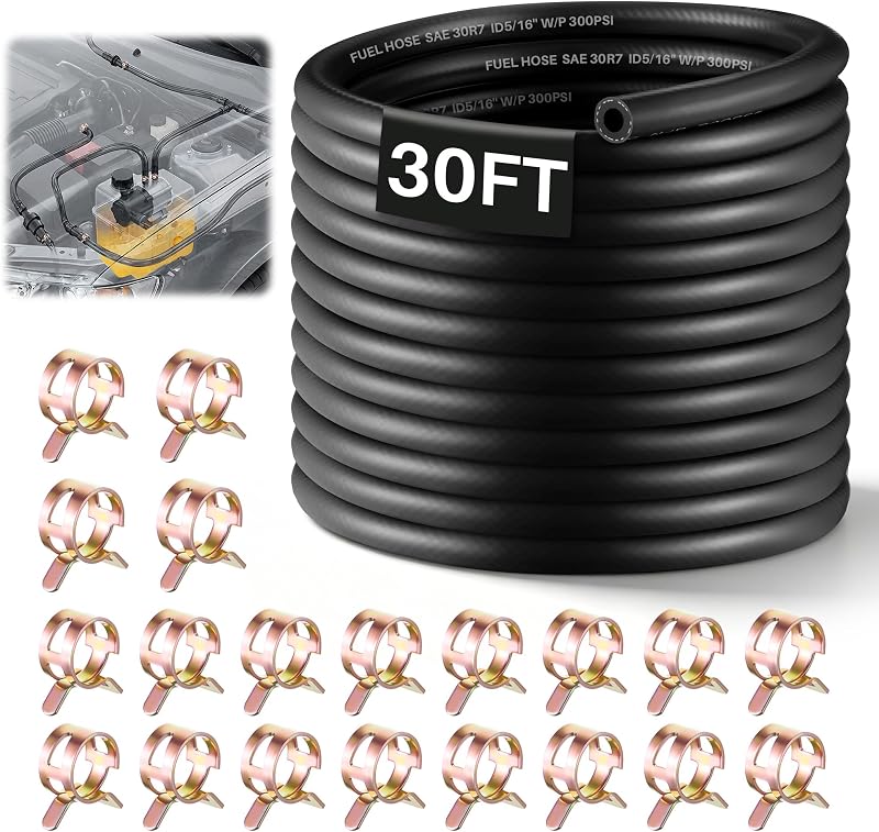 Mangueira de combustível Meonum 5/16" ID SAE 30R7 em NBR – 9,14 m com 20 abraçadeiras