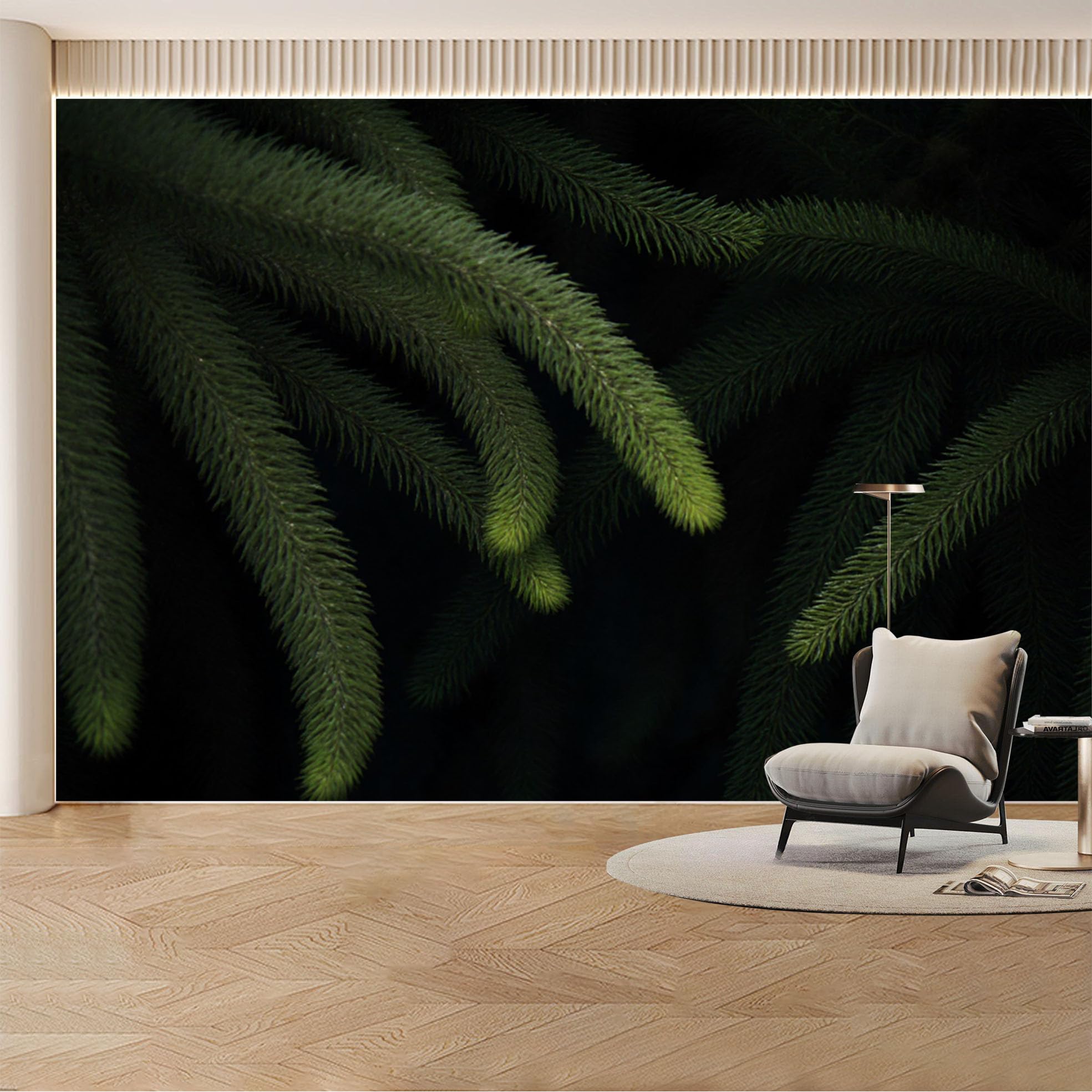 Custom Wall Mural Wallpaper Pine Needles Nature Landscape Wall Decor Minimalist Removable SelfAdhesive Large Photo for Living Room， Bedroom， Office