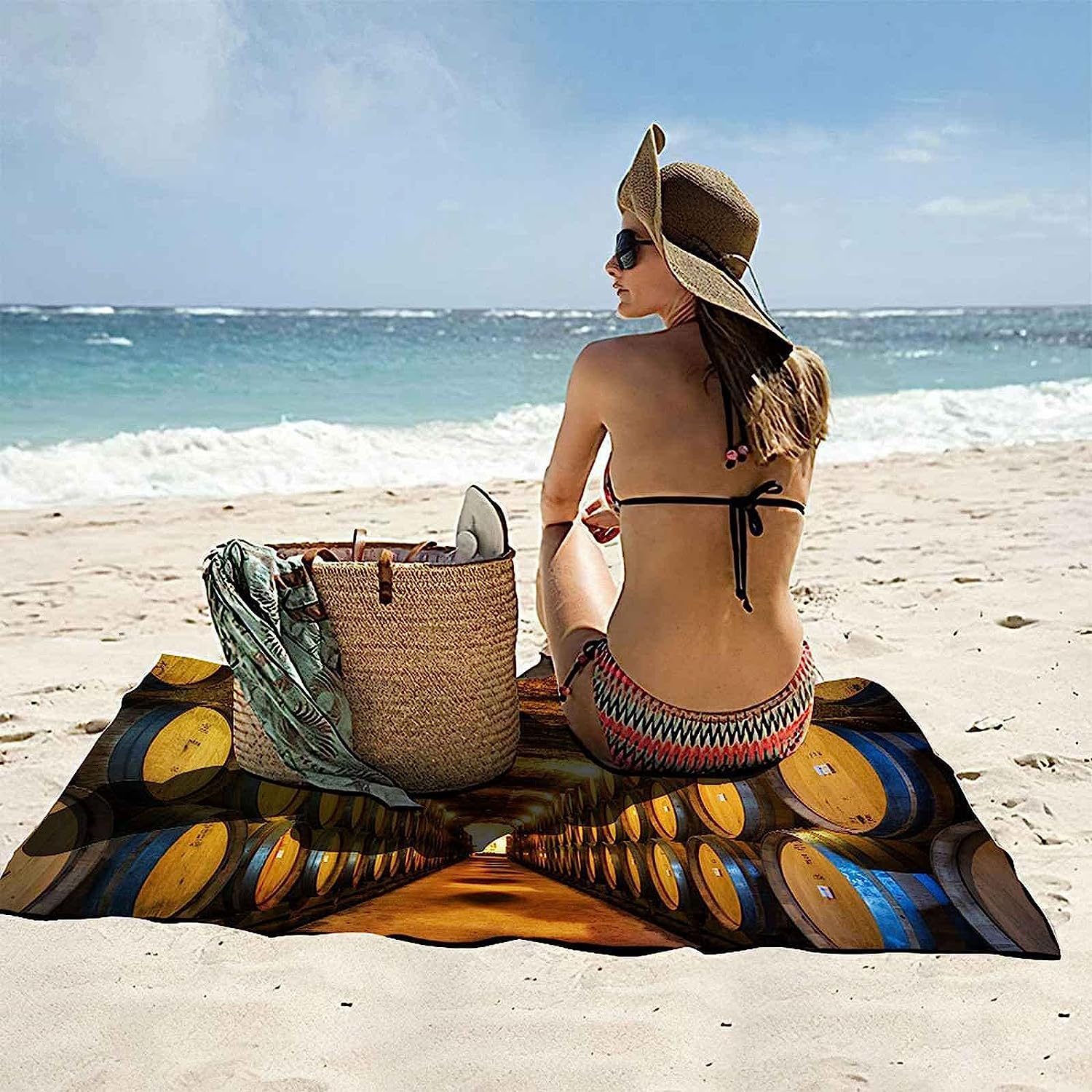Telo Mare Microfibra Grande Cantina Sotterranea D'Epoca 200 X 200 Cm, 3D Telo Mare Leggero Antisabbia Per Donna Uomo, Asciugamano Microfibra Asciugatura Rapida Per Bagno, Spiaggia, Campeggi -4S3N/Z2O