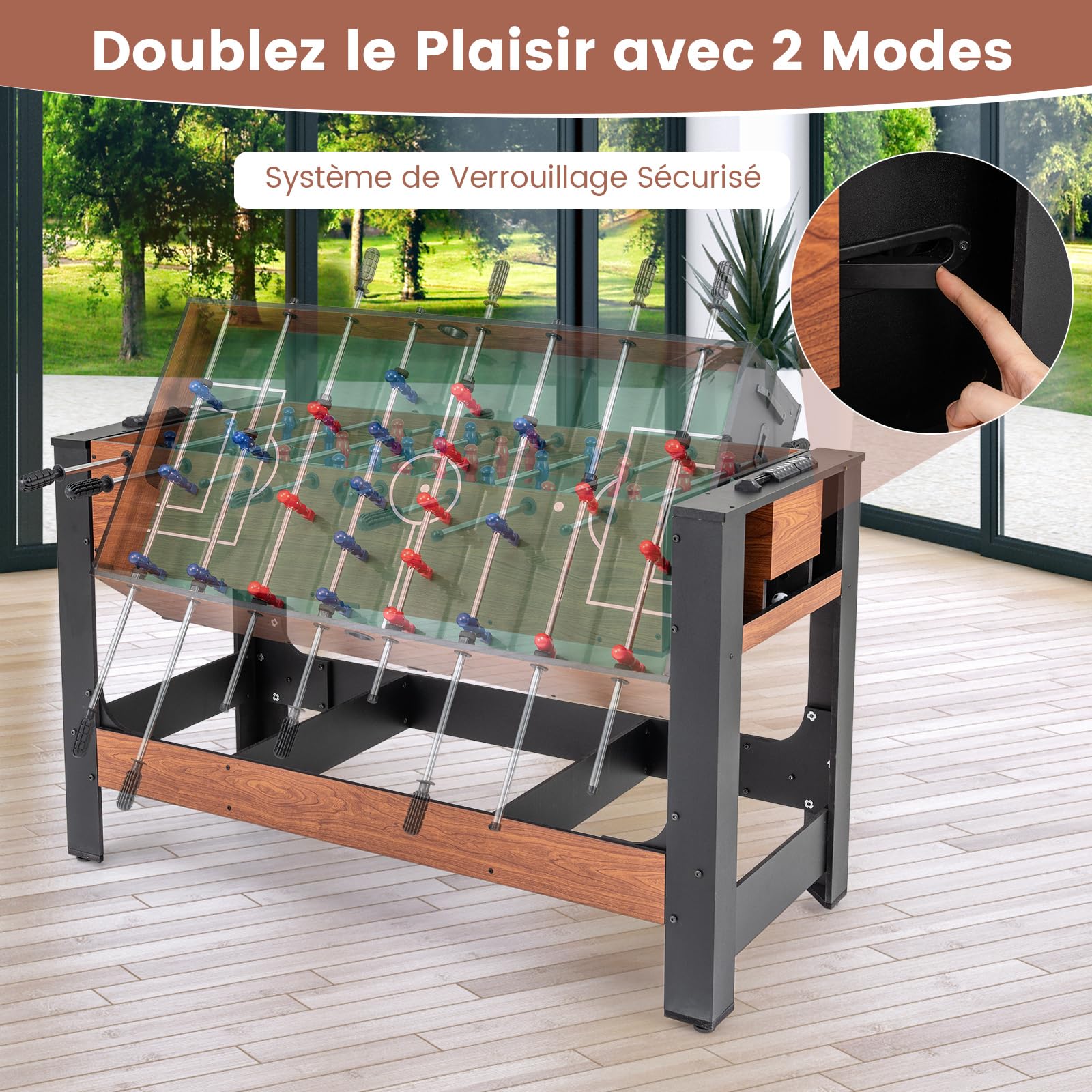 DREAMADE Table de Jeu Pivotante, Baby-Foot & Billard 2 en 1, Table d'Arcade Rotative avec Cadre en Métal, Pack d'Accessoires de Jeu pour Salle de Jeux à Domicile, sous-Sol, Adolescents & Adultes