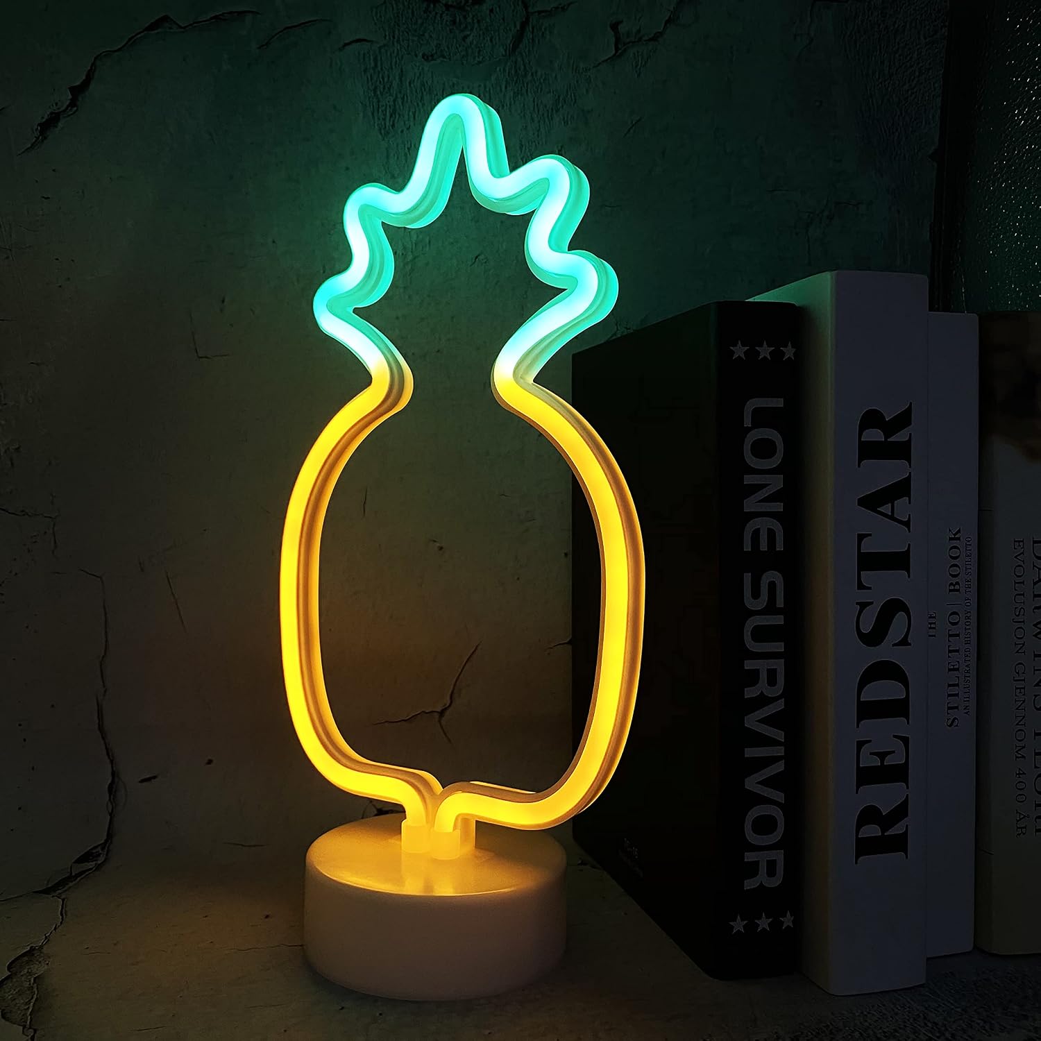 Pineapple Neon Sign, Attivolife Yellow & Green Pineapple Shaped LED Lamp Art Decoration, Accessories for Home Bedroom Party Supplies, Cute Christmas Birthday Gifts