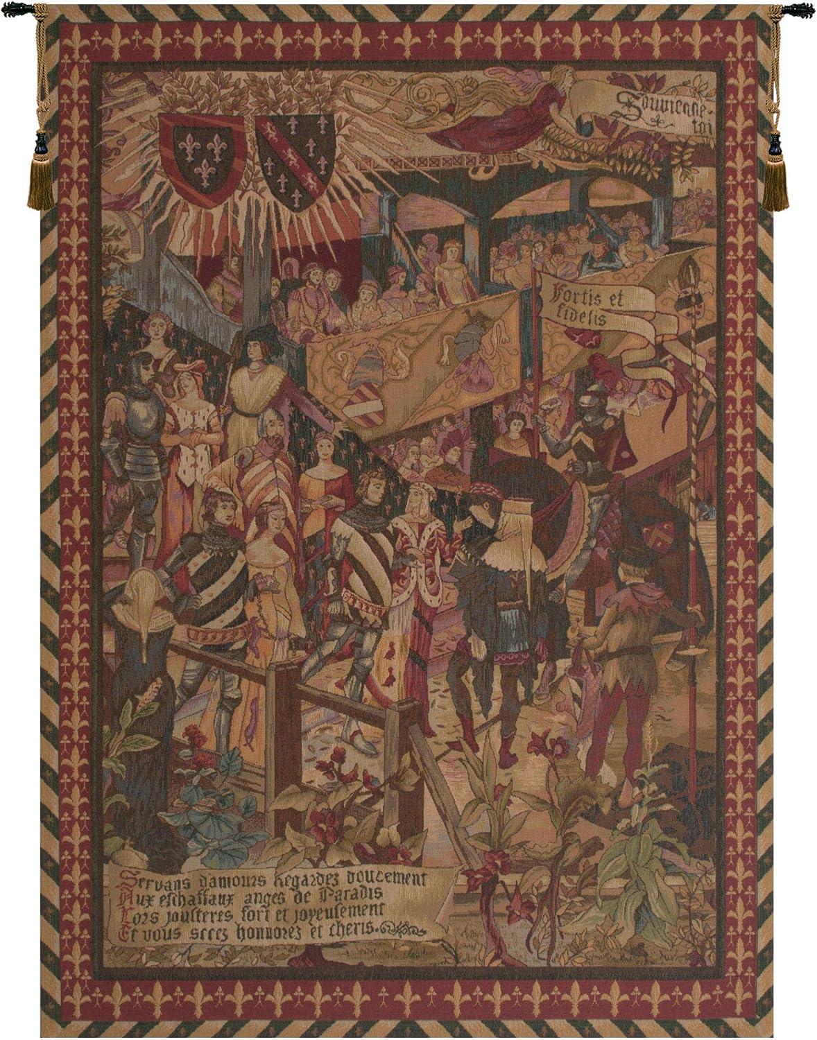 Charlotte Home Furnishings Inc. Le Tournai Vertical French Tapestry Wall Hanging 58 x 42 Inch Viscose Cotton and Polyester Blend Wall Art Perfect For Wall Decor by Jean Paul Laurens