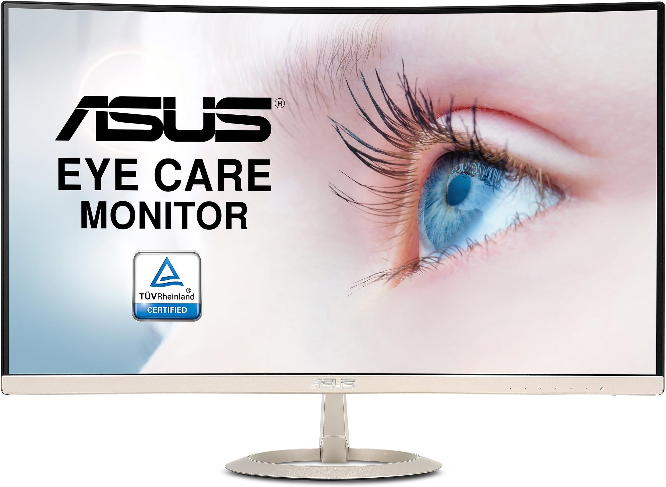 ASUS Curved 27" Full HD 1080P DP HDMI VGA Eye Care Monitor 27-Inch Screen LED-lit Monitor (VZ27VQ),Icicle Gold + Black