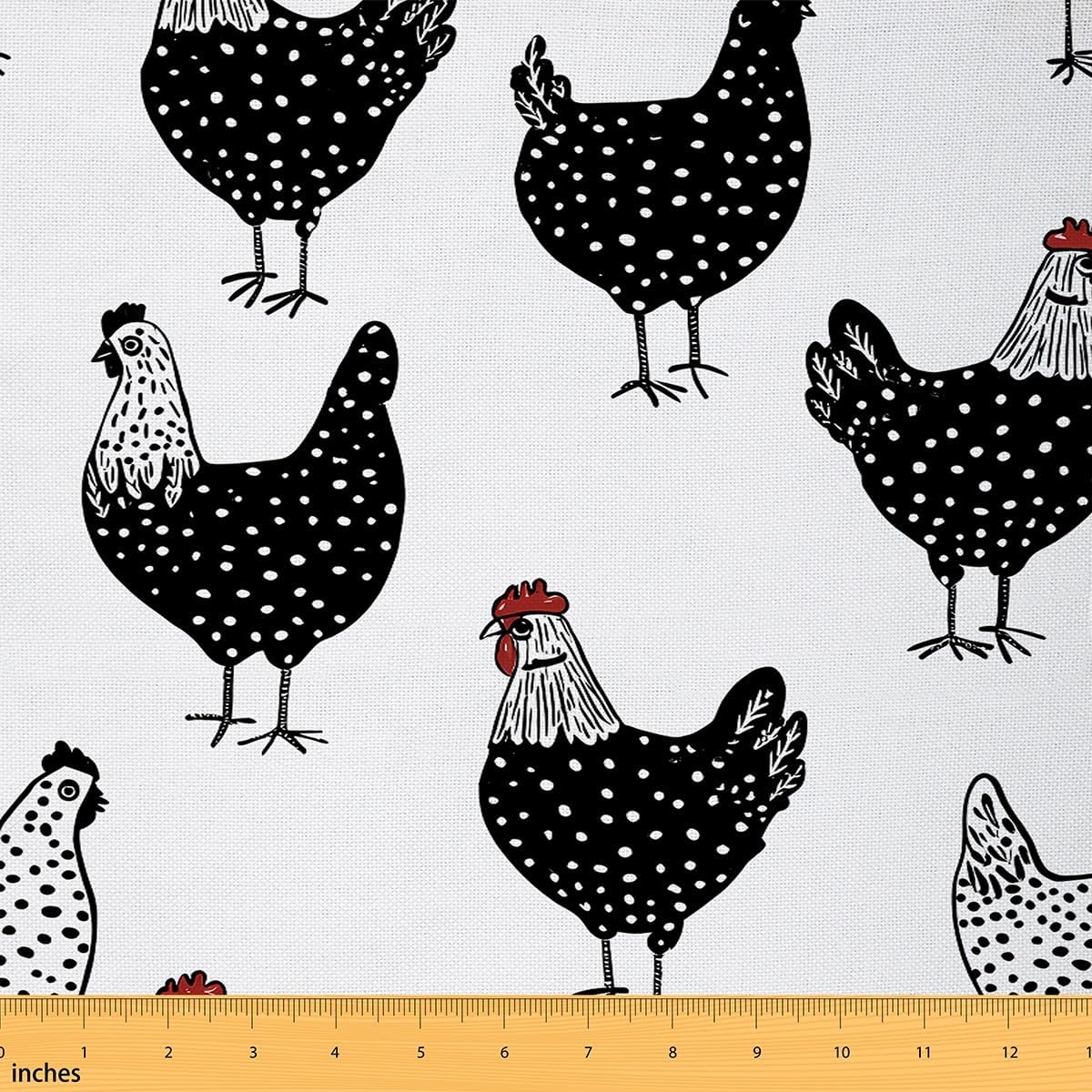jejeloiu Kids 2 Yards Chicken Fabric by The Yard Farm Rustic Animal Door Decorative Cute Farmhouse Chick Upholstery Fabric for Chairs Soft Flannel