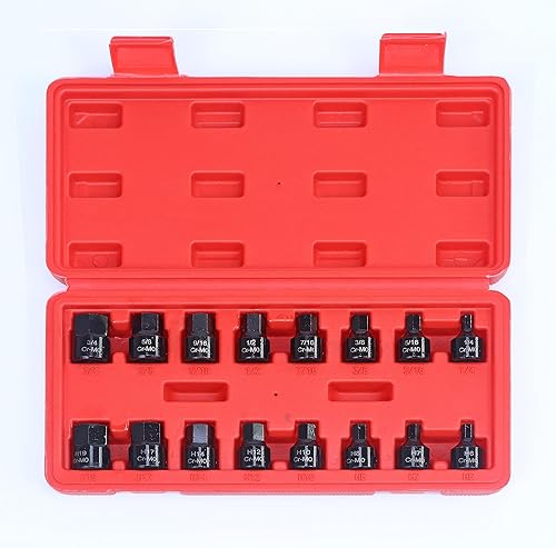 Miniatura 2 de SEKETMAN Juego de 16 unidades de accionamiento hexagonal de bajo impacto de 38 pulgadas, juego de dados hexagonales de impacto, SAEmétrico, 14