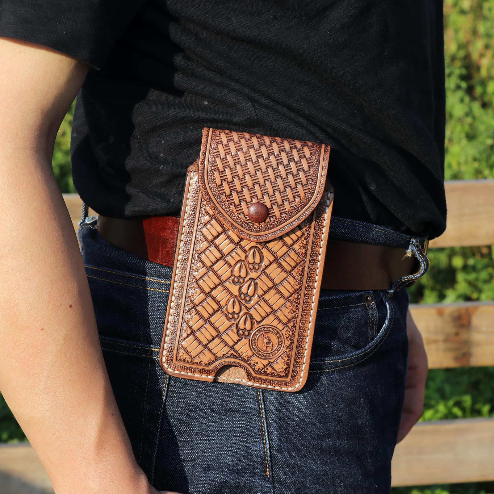 Tourbon Echtleder-Handytasche für Gürtel, Herren-Handyholster, leichte Smartphone-Halterung
