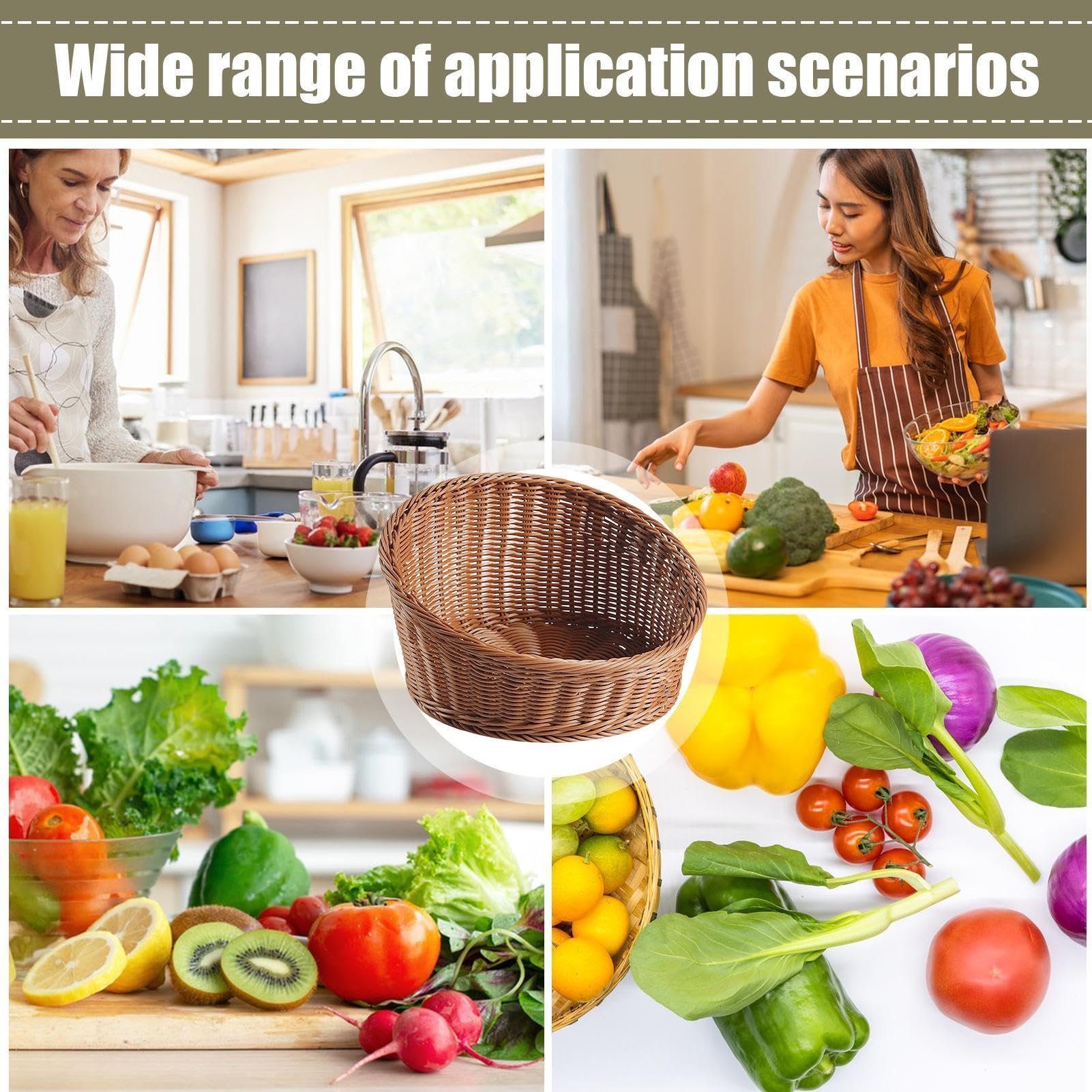 Cesta Para Pan Bandeja Inclinada Expositora De Alimentos | Cesta De Mimbre Para Servir Pan mesa mostrador verduras y pasteles restaurante picnic panadería