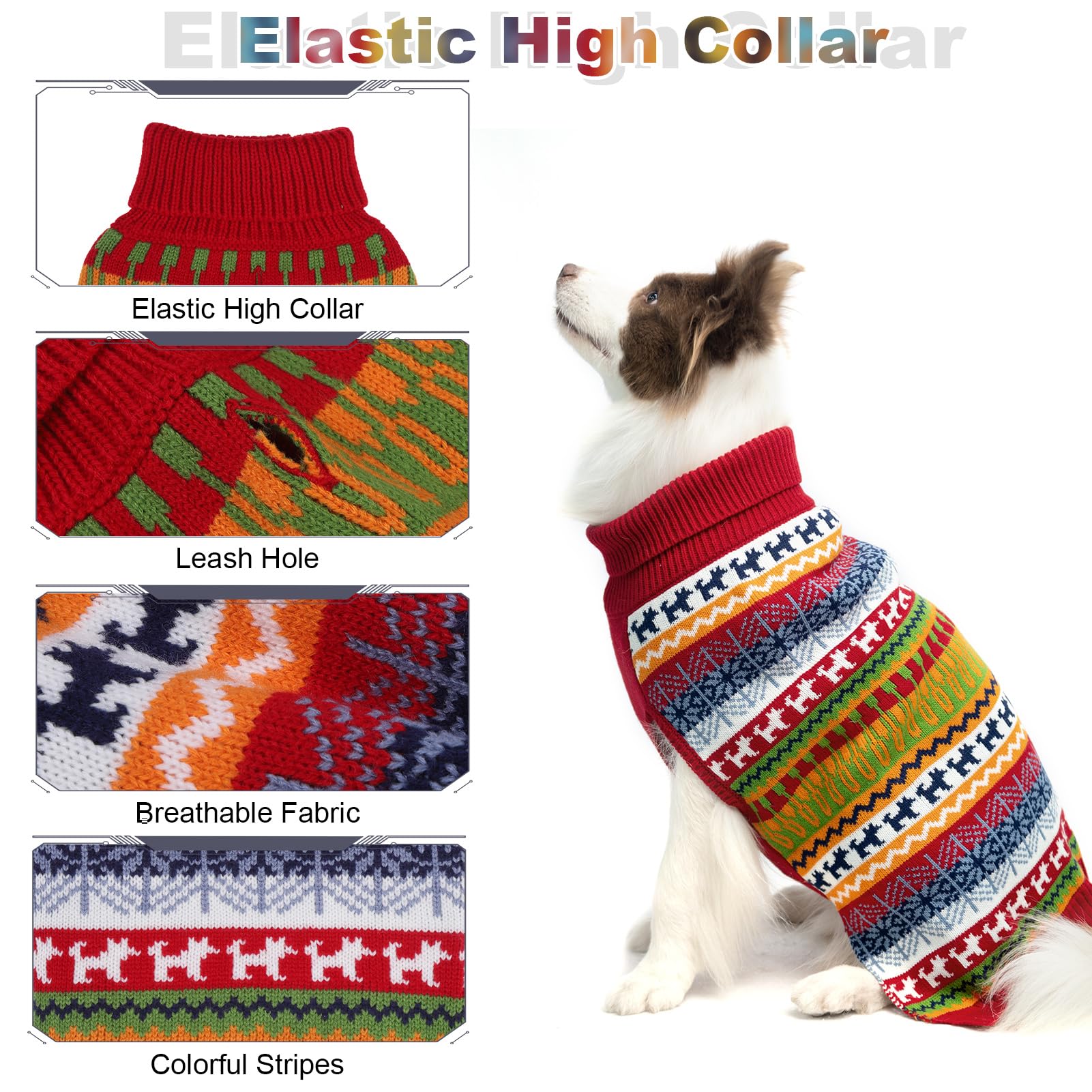 Suéter para perro - Abrigo de invierno con rayas coloridas para clima frío