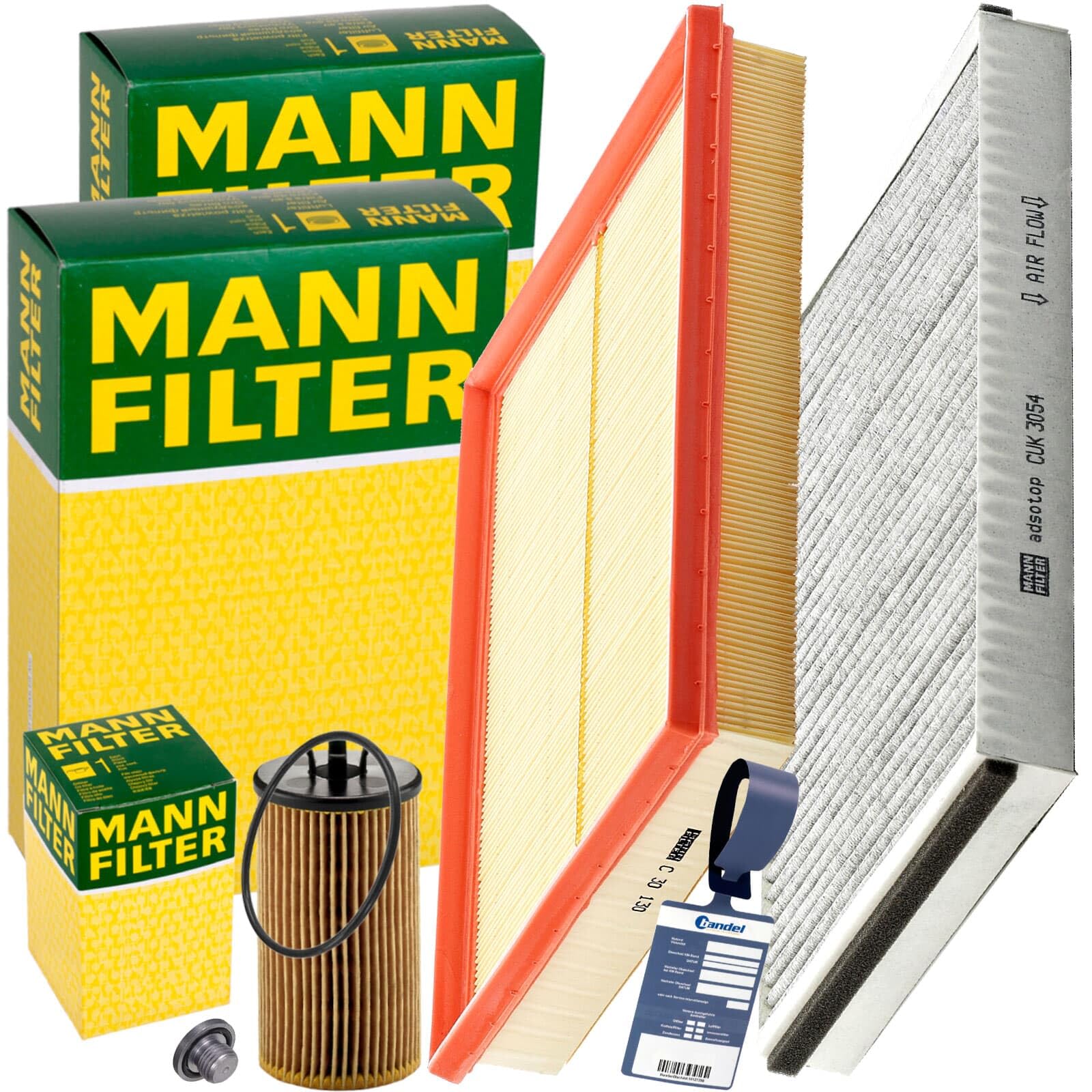 Mann Filter Inspektionspaket | CUK3054 (LAK75)+C30130+HU612/2X+1213800200+MN1801 passend für Astra G H ab 19MA9235