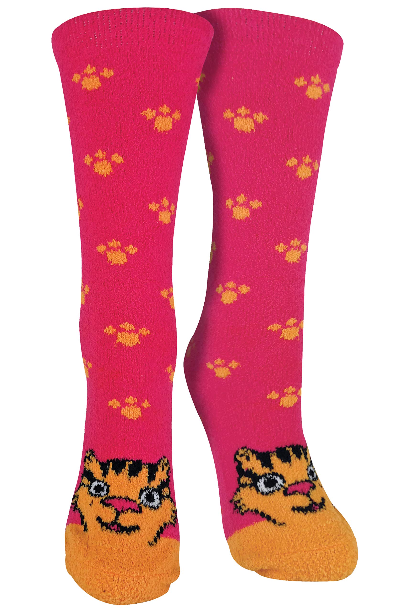 Sock Snob Women's Fluffy Animal Slipper Socks - Pink - Size 4-8