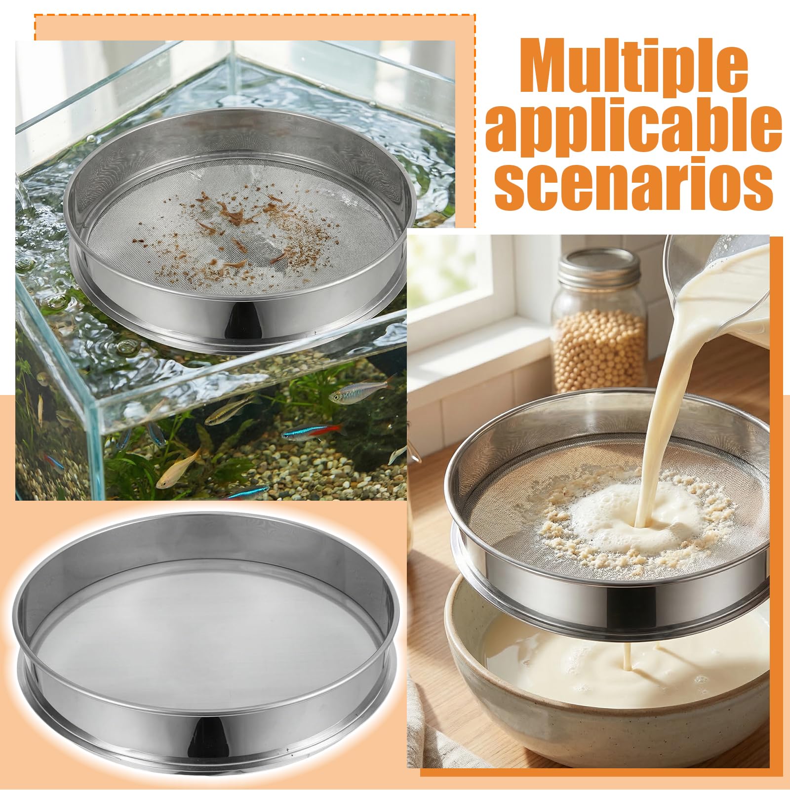 30 CM 150 Mesh Setaccio Farina Passino Acciaio Inox Setaccio da Cucina Strainer Riutilizzabile per Zucchero Scolare Colino Riso Cereali Frutta Verdura Pasta Farina Spezie Verdure