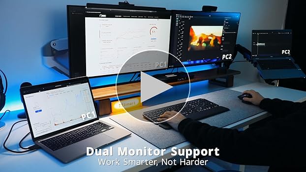 TESmart KVM ノートPC2台 デュアルモニター デュアルモニターUSB-C KVMドッキングステーション - 2台のノート