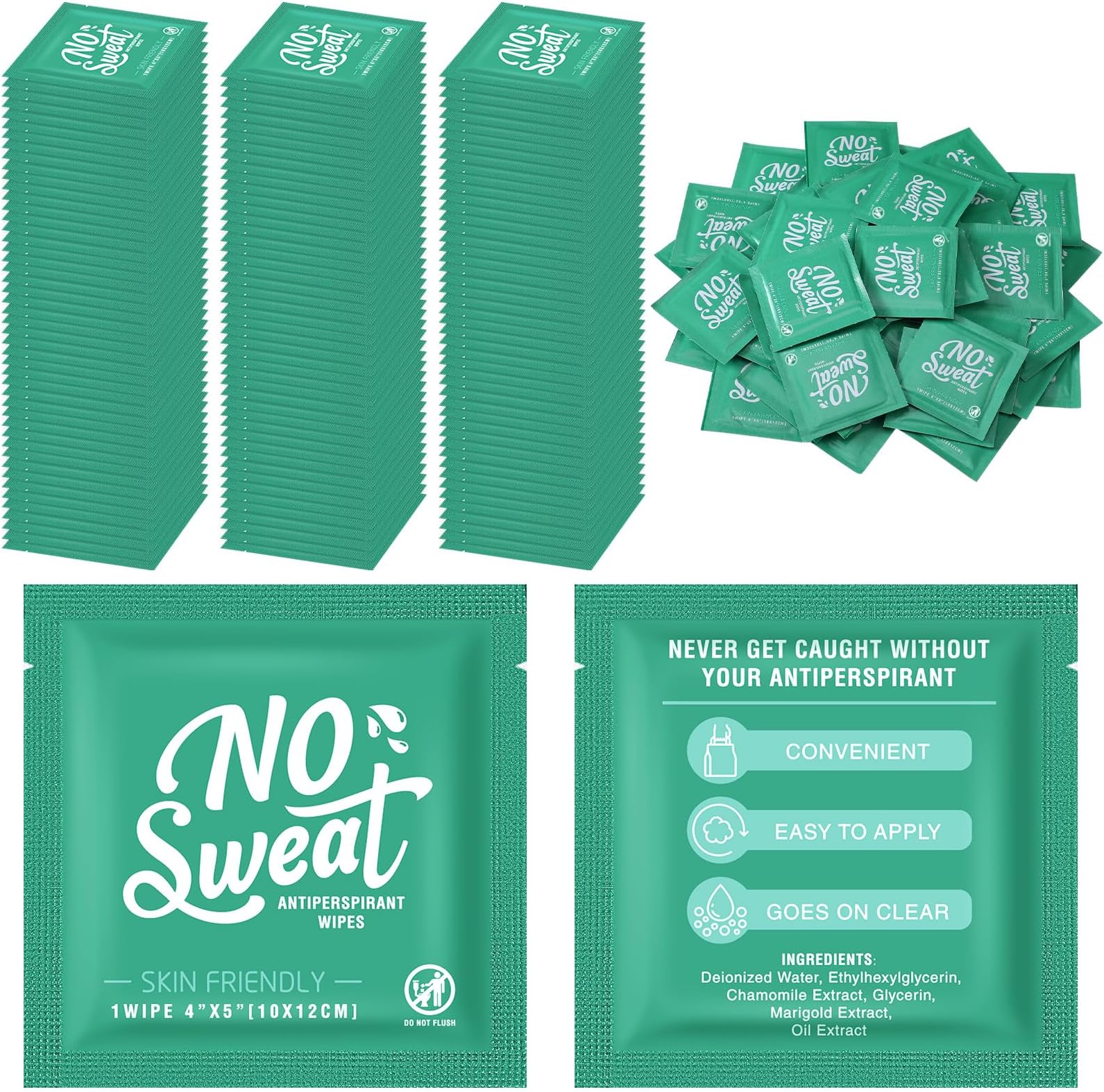 Timgle 150 Pcs Mini Travel Deodorant Wipes Individually Wrapped Armpit Antiperspirant Deodorant Sweat Body Wipes for Women Men Teens Sports Travel Clean Skin Underarm Excessive Sweating(Fresh)