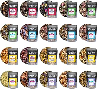 Tiesta Tea - Discovery Sampler Dry Flight Set, Loose Leaf, High to No Caffeine, Hot & Iced Up to 200 Cups, Tea Variety Pack with Green, Herbal, Black & Chai Brew, 20 Resealable Sample Pouches