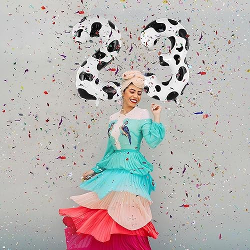 Miniatura 3 de Globo con estampado de vaca, decoración de fiesta de cumpleaños, globo número 2 de 40 pulgadas para 2 cumpleaños, suministros de fiesta temática de