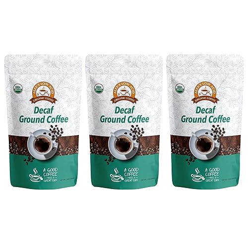 Alex's Low Acid Organic Coffee Bolsa de 12 onzas (paquete de 3) (descafeinado fresco)