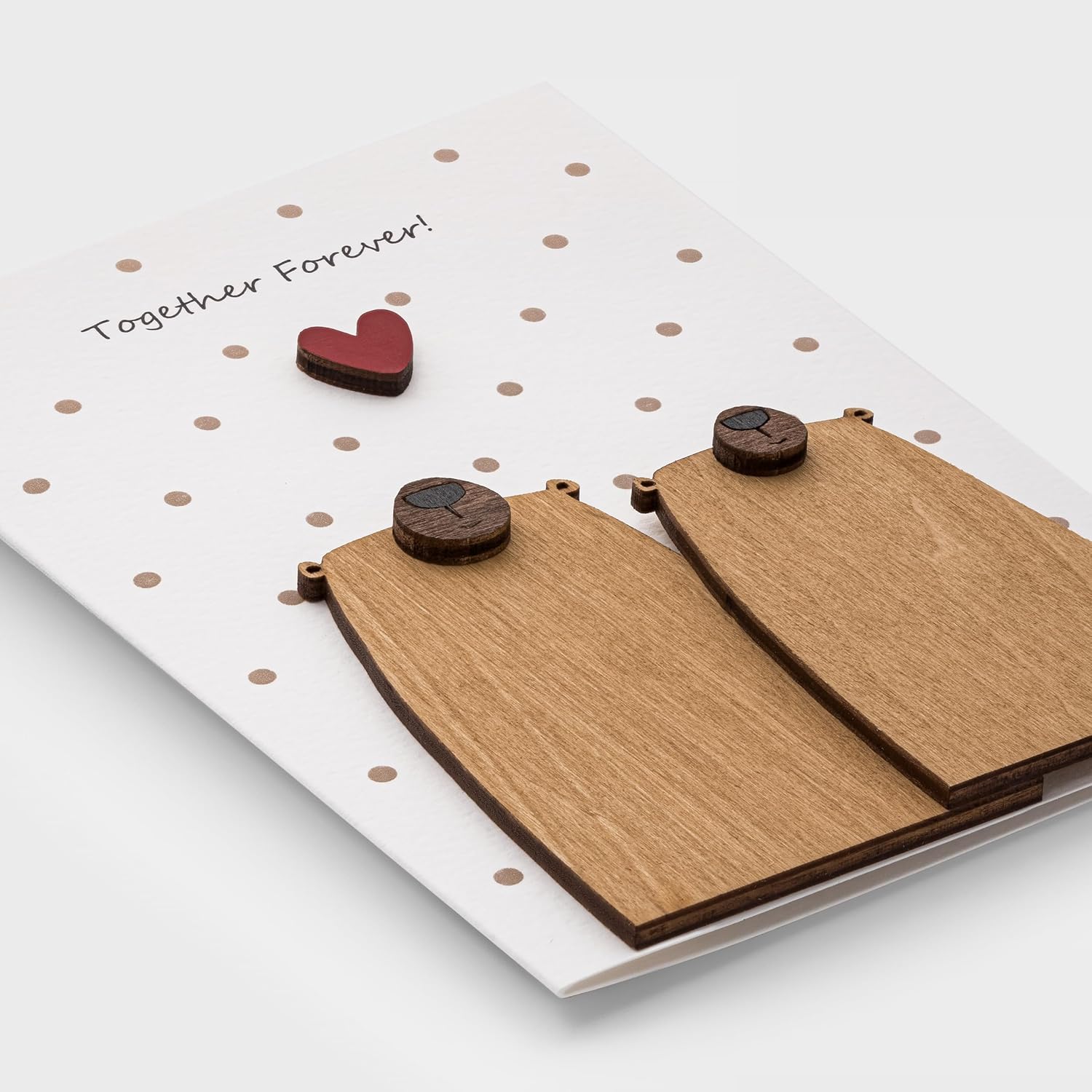 Handmade Greeting Card with Premium 3D Wooden Design – Set of 5 Gift Cards with Kraft Envelopes – Ideal for All Occasions: Engagements, Weddings, Anniversaries, Love Notes & More
