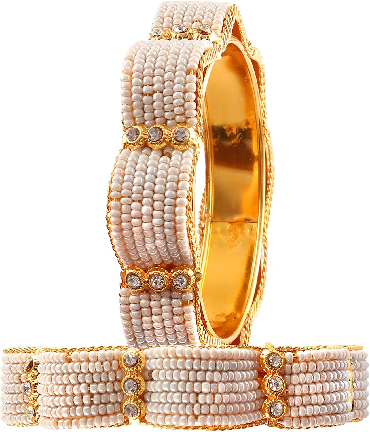 JewarHaat Bangles Fashion Indian Bollywood Faux Pearl Rhinestone Floral Gold Plated Bracelet Jewelry for Women