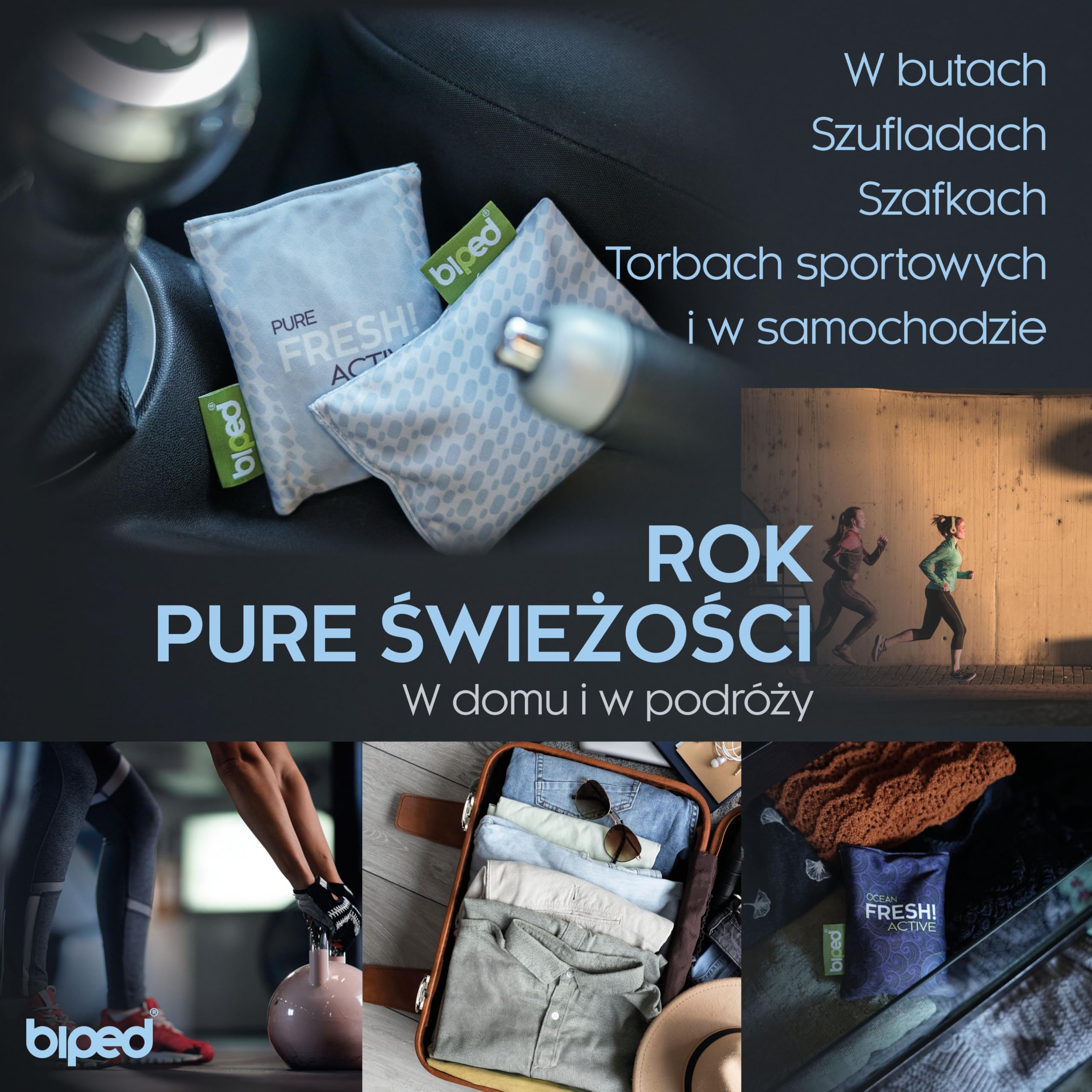 biped FRESH! ACTIVE – dezodorant do butów z bambusowym węglem aktywnym – poduszka zapachowa lub wersja PURE bez olejków – ogranicza pot i nieprzyjemny zapach, działa osuszająco z2926(PURE)