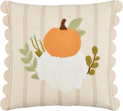 Mud Pie Scallop Pumpkin Pillow