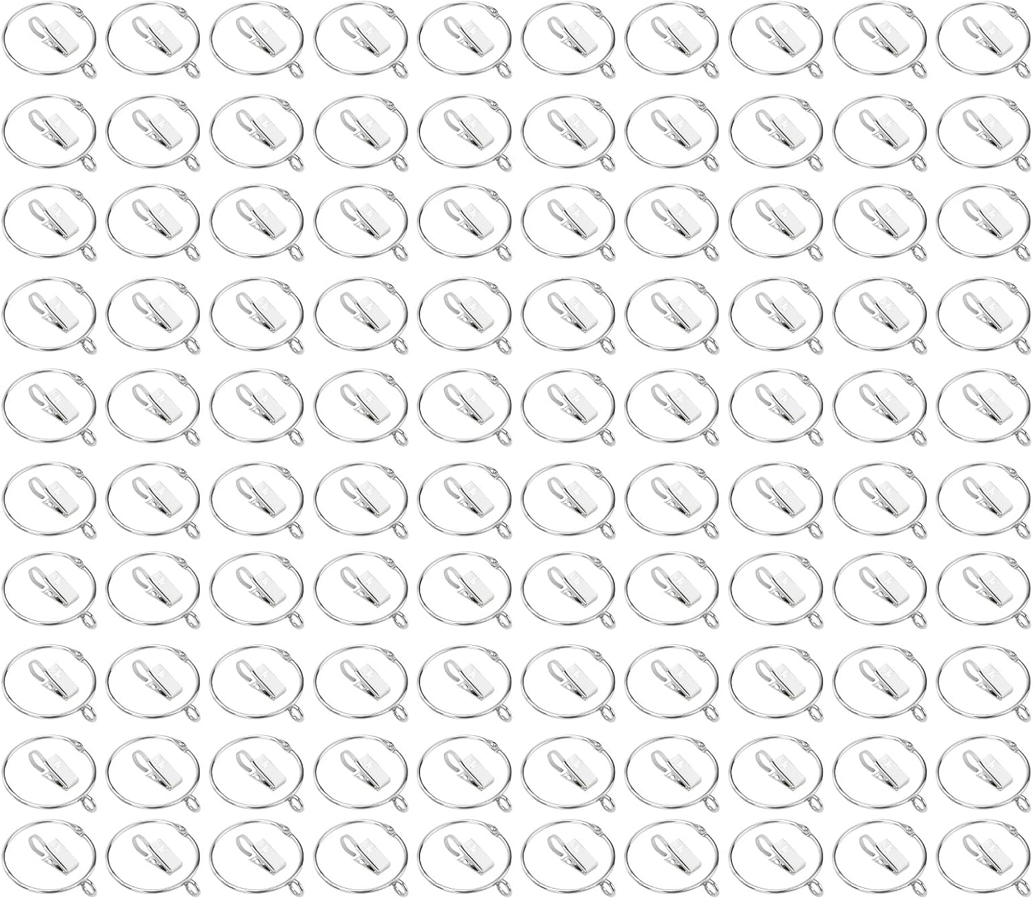 Curtain Rings in Silver Stainlessed Steel Finish Curtain Hooks Hangers Clips for Easy Hanging of Drapes 50/100Pieces Set