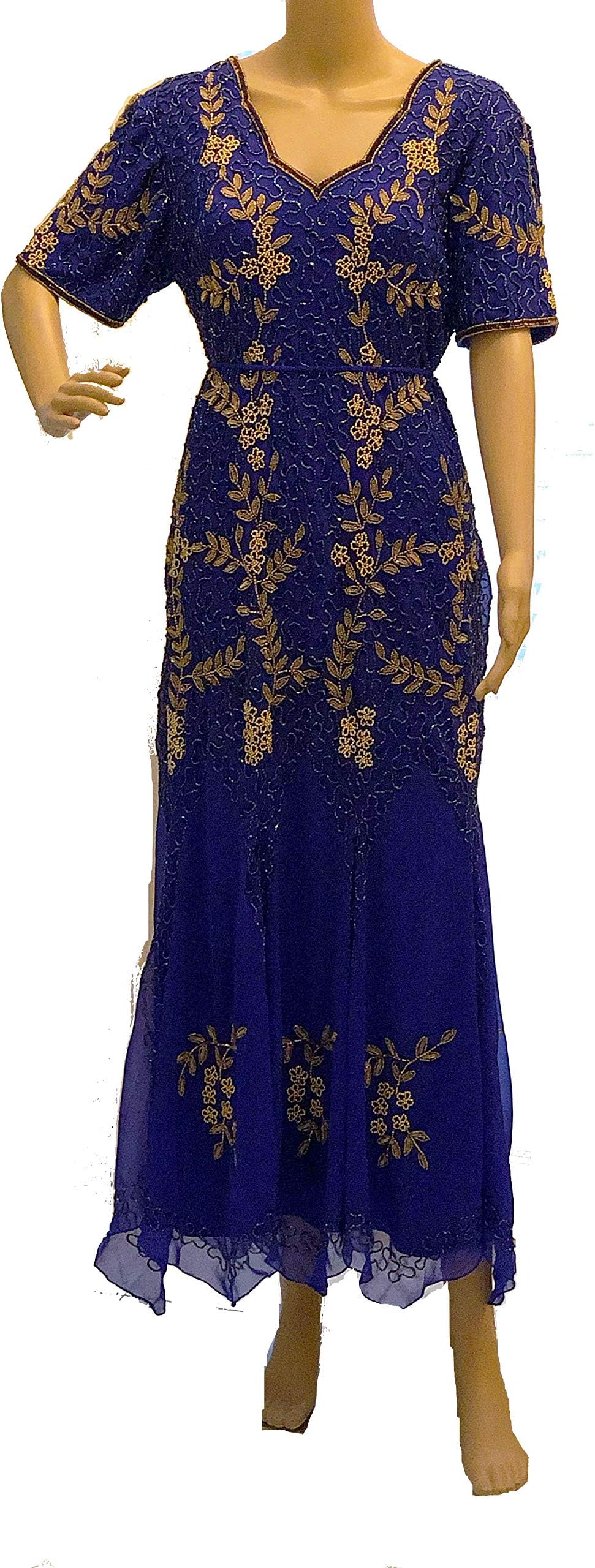 urbandubaifashion Royal Blue Cocktail Dress Caftan Women's Party wear Moroccan Dress
