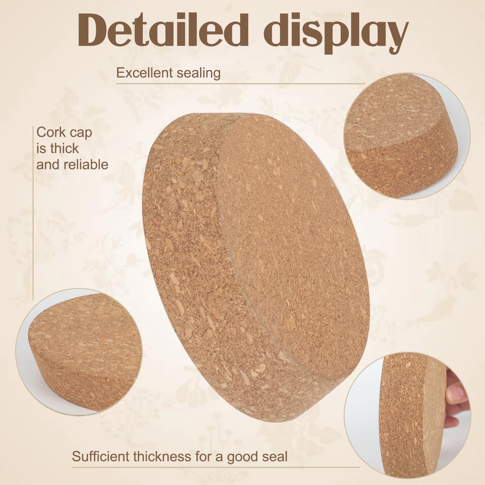 2 tapones de corcho cónicos de madera, 13/14/15/18,5/20 cm, tapón de madera natural suave para botellas de cristal, botellas de vino, garrafas de cerámica, 3 cm de grosor (140 x 120 mm)