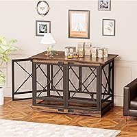 Vista 4 de COZPAW Mueble de jaula grande para perros - Jaula de interior de 48 pulgadas de alta resistencia para raza extragrande con puertas dobles, jaula