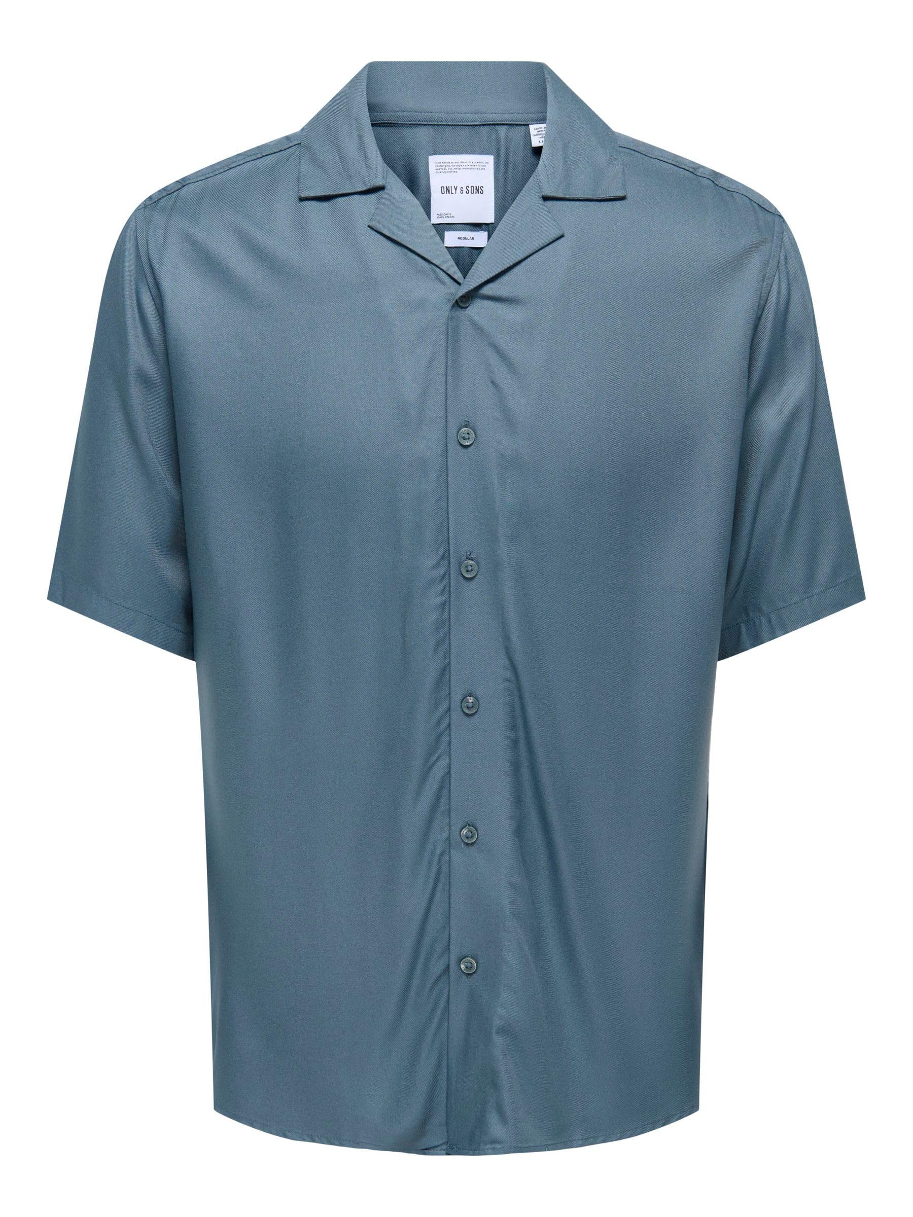ONLY & SONS ONSDASH Life REG VISC Res SS Shirt Noos, Stormy Weather, L