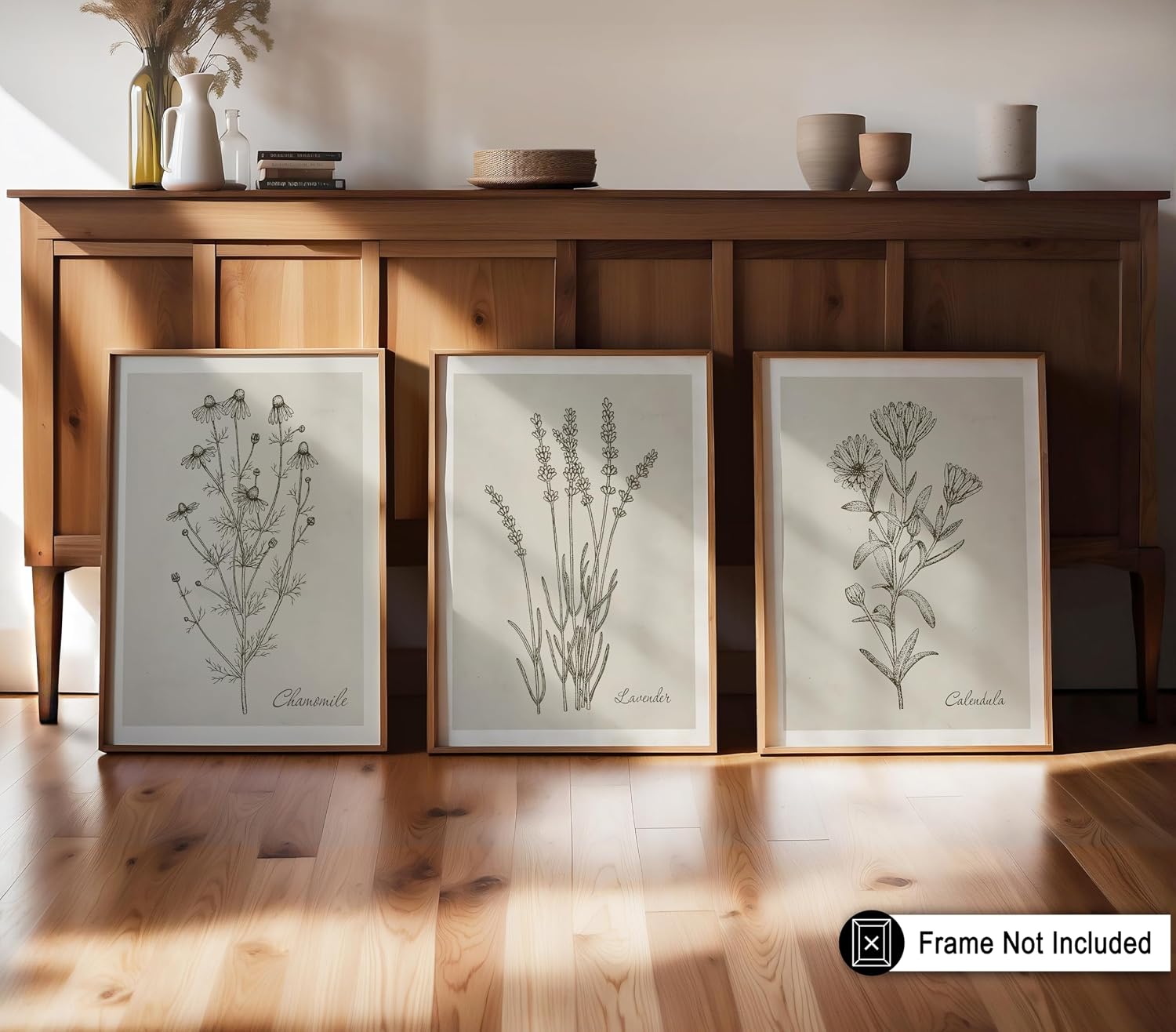 Poster Master 3-Piece Vintage Flower Print - Retro Drawing Poster - Chamomile, Calendula & Lavender Art - Gift for Him & Her - Floral Decor for Office or Flower Shop - 8x10 UNFRAMED Wall Art