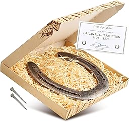 PURAJA Fer à Cheval Cadeau | Véritable Fer à Cheval porté | Porte-Bonheur pour Un Anniversaire, Un emménagement, Une fête, Un Mariage, Un baptême ou Une Naissance | avec Certificat d'authenticité