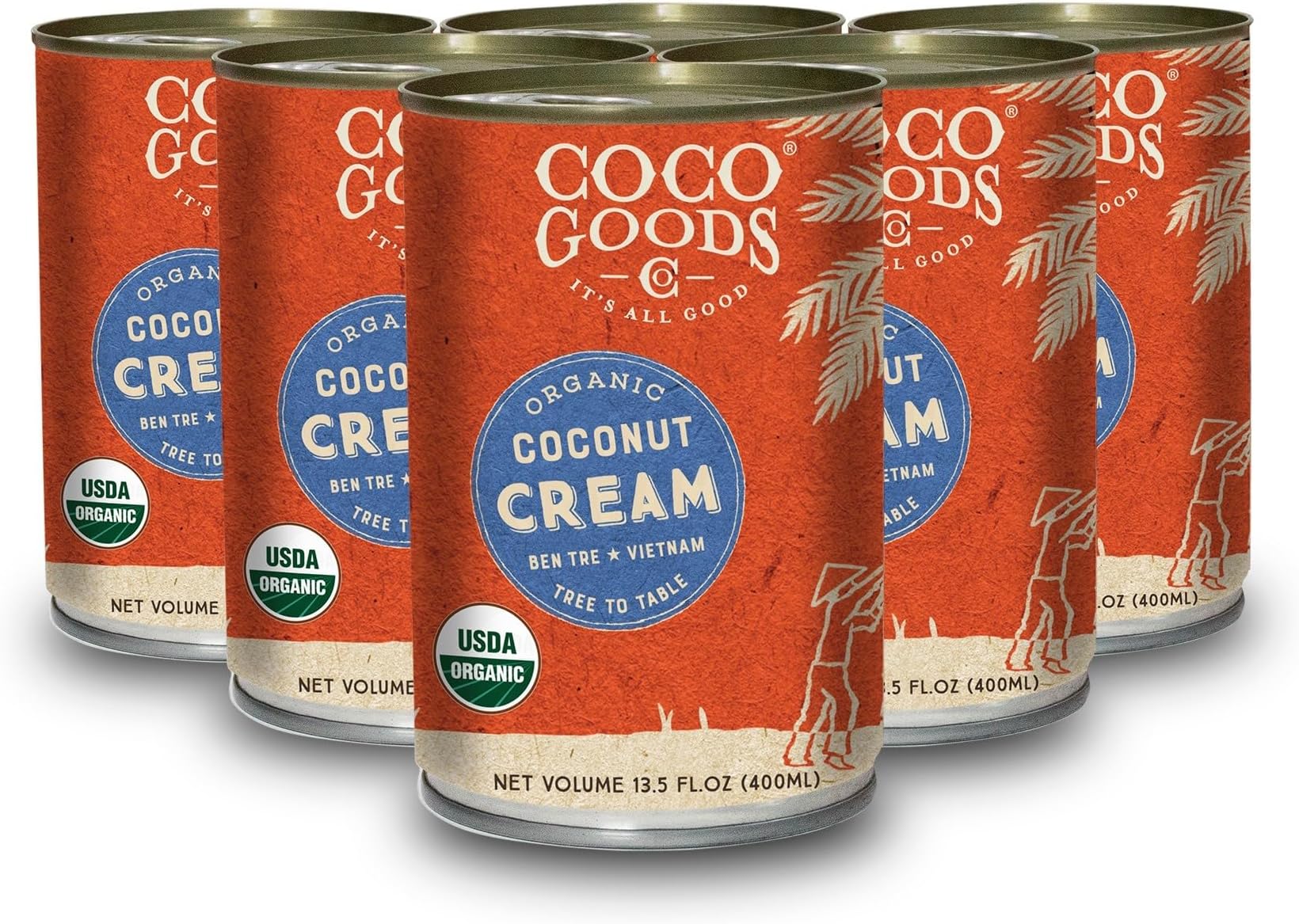 CocoGoods Co Single-Origin Organic Coconut Cream 13.5 fl. oz - Gluten-free, Non-GMO, Vegan, & Dairy-free, 6 pack