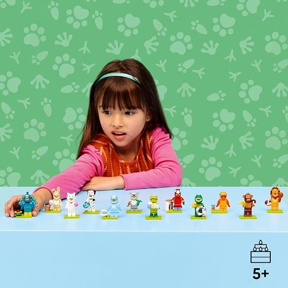 LEGO Minifigures Hayvanlar Seri 28 71051 – 5 Yaş ve Üzeri Çocuklar için Papağan, Aslan ve Sevimli Tavşan Dahil 12 Sürpriz Minifigürden 1'ini İçeren Yaratıcı Oyuncak Yapım Seti, Hediye Fikri (7 Parça)