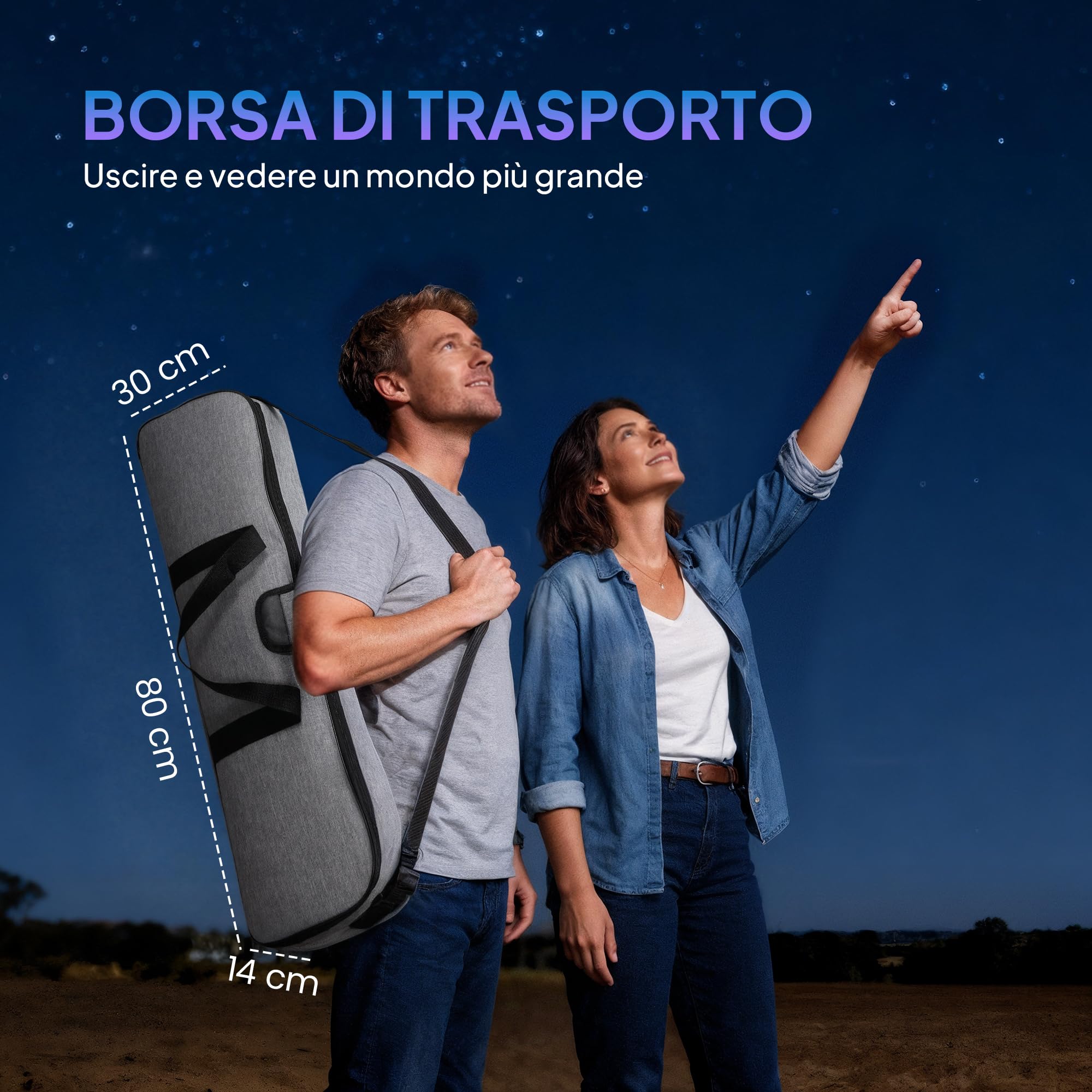 Outsunny Telescopio Astronomico con 80mm Apertura/500mm, 40X/16X Telescopio Rifrattore Portatile con Adattatore Telefono, Borsa da trasporto, Treppiede Regolabile in Altezza per Adulti, Bianco e Nero