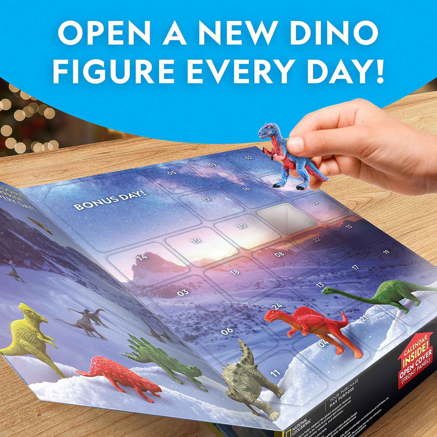 National Geographic Calendario de Adviento de dinosaurio de mármol azul