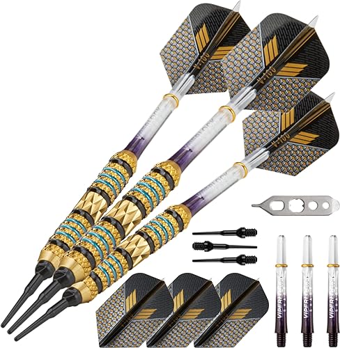 Viper Wizard Soft Tip Darts, Brass Alloy Barrels with Diamond-Cut Etchings and Knurled Rings