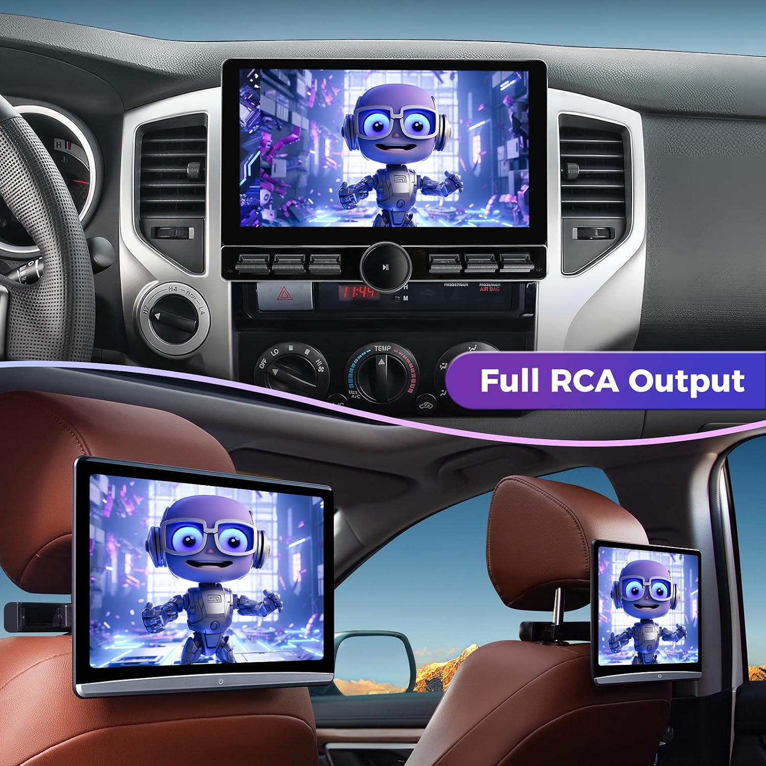 10 inch Car Stereo Dash Kit Replacement for Toyota Tacoma Radio Upgrade 2005-2015,QLED Touch Screen Head Unit w/Wired Wireless CarPlay Andriod Auto GPS Navigation 5GWiFi FM/AM Radio(2+64) Knob