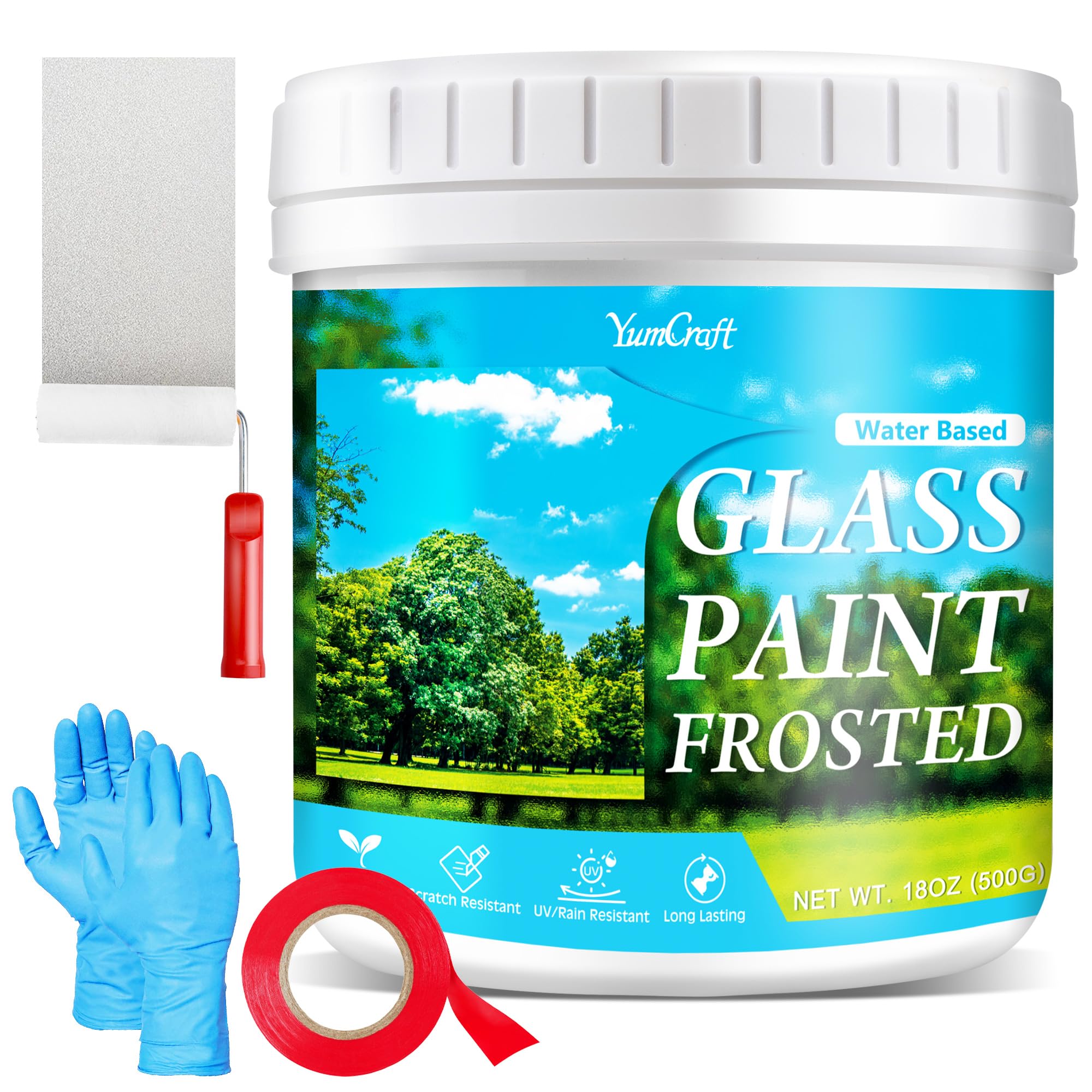 Vernice per vetro smerigliato, protezione da sguardi indiscreti per finestre, 500 g, opaca, per finestre, con utensili, per la casa, l'ufficio, il bagno e la cucina