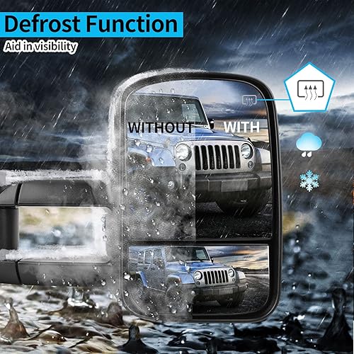 Miniatura 4 de AUTOSAVER88 Espejos de remolque compatibles con Chevy Silverado GMC Sierra 1500 2500 3500 1999-2002, juego de espejos de remolque telescópicos con