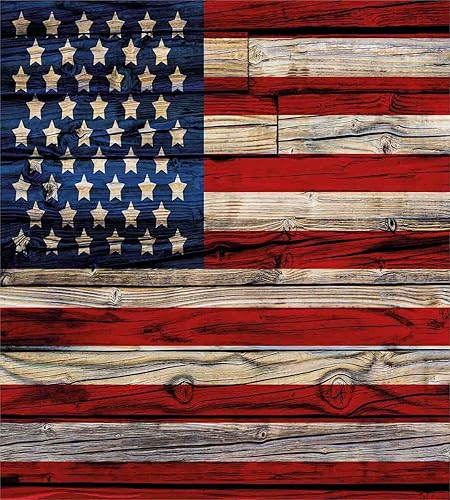 Miniatura 2 de Ambesonne Juego de funda de edredón del 4 de julio, tablones de madera pintados con bandera de Estados Unidos, estilo campestre patriótico, juego de