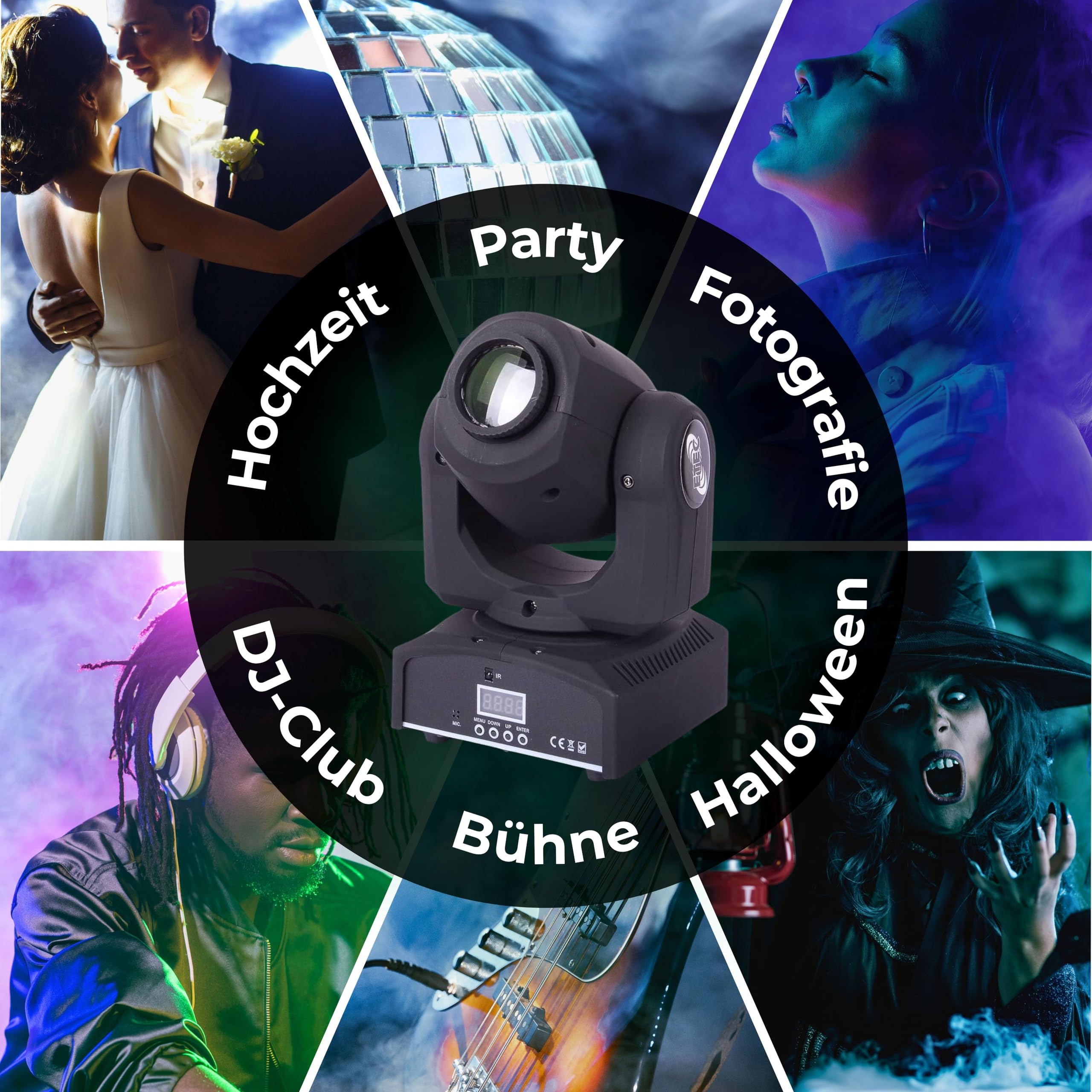 ETEC Professional LED Moving Head E30 Pocket Spot Set mit Flightcase DMX Gobo DJ Party Disco Veranstaltung Bühnenbeleuchtung Effekt Licht