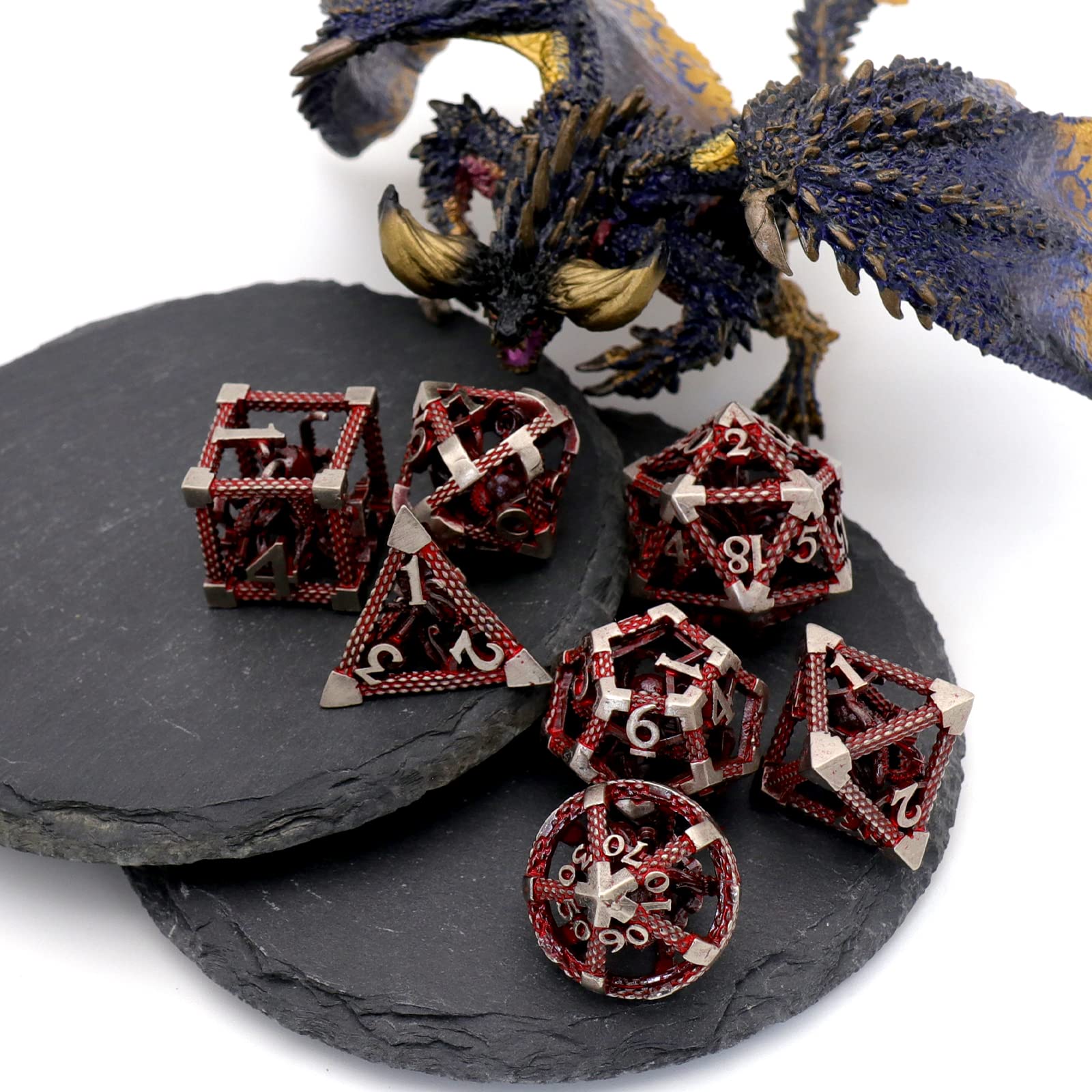 Kości D&D, Dungeons and Dragons HNCCESG Zestaw kości metalowych Wielościenne, puste kości startowe D i D do gry fabularnej RPG MTG Gry planszowe