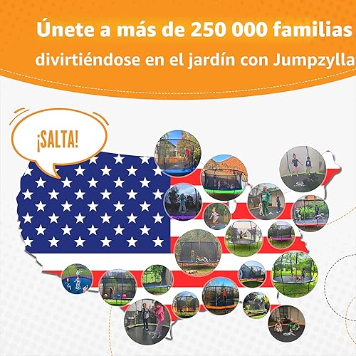 Miniatura 9 de Jumpzylla - Cama elástica recreativa para niños, con red de seguridad, escalera y revestimiento antioxidante, de 8, 10, 12, 14, 15 y 16 pies