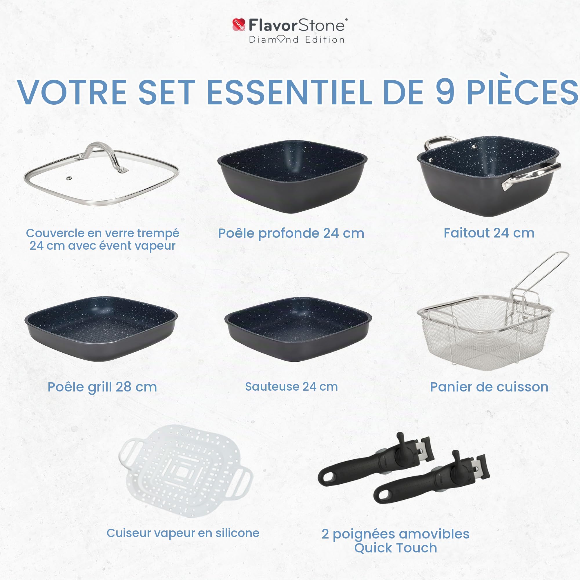 FlavorStone Diamond Non Stick Induction Pan Set - Chef's