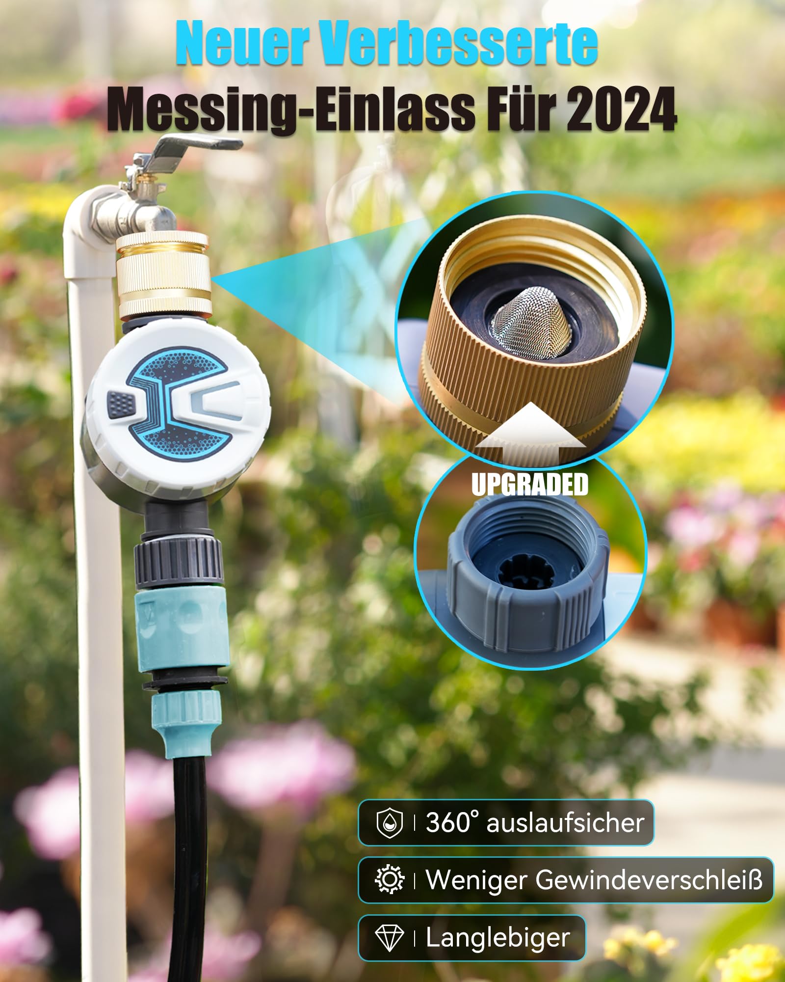 RAINPOINT Programmateur Arrosage Bluetooth Entrée Laiton Minuteur Automatique Jardin Pelouse