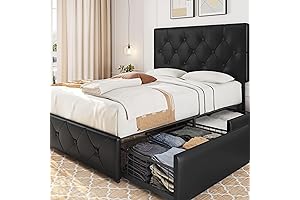 Yaheetech Upholstered Bed Frame with Mattress Included