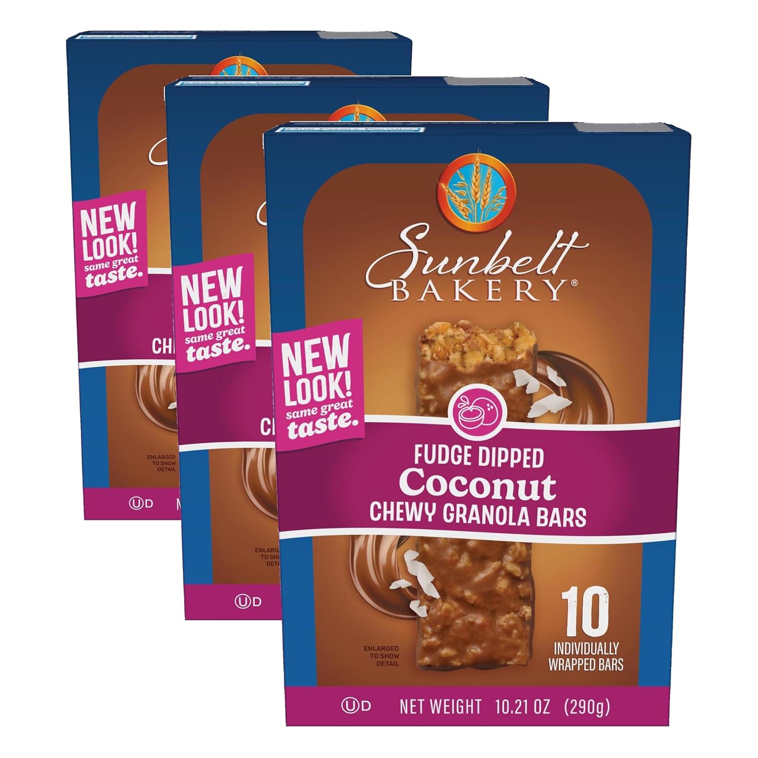 Sunbelt Bakery Fudge Dipped Coconut Chewy Granola Bars, 10 Count, 10.21 oz Box (Pack of 3)